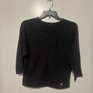 Adrienne Vittadini Women's V-Neck Sweater in Black